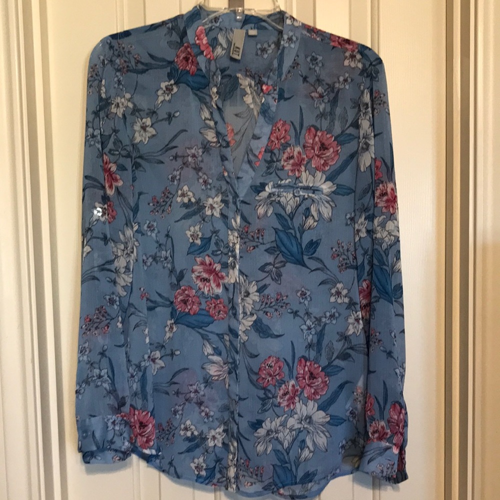 Kut from the Kloth Blue Floral Blouse